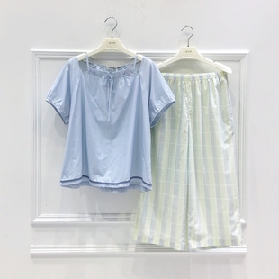 全棉睡衣女夏季 透气凉快梭织纯棉布甜美家居服可外穿 短袖 薄款