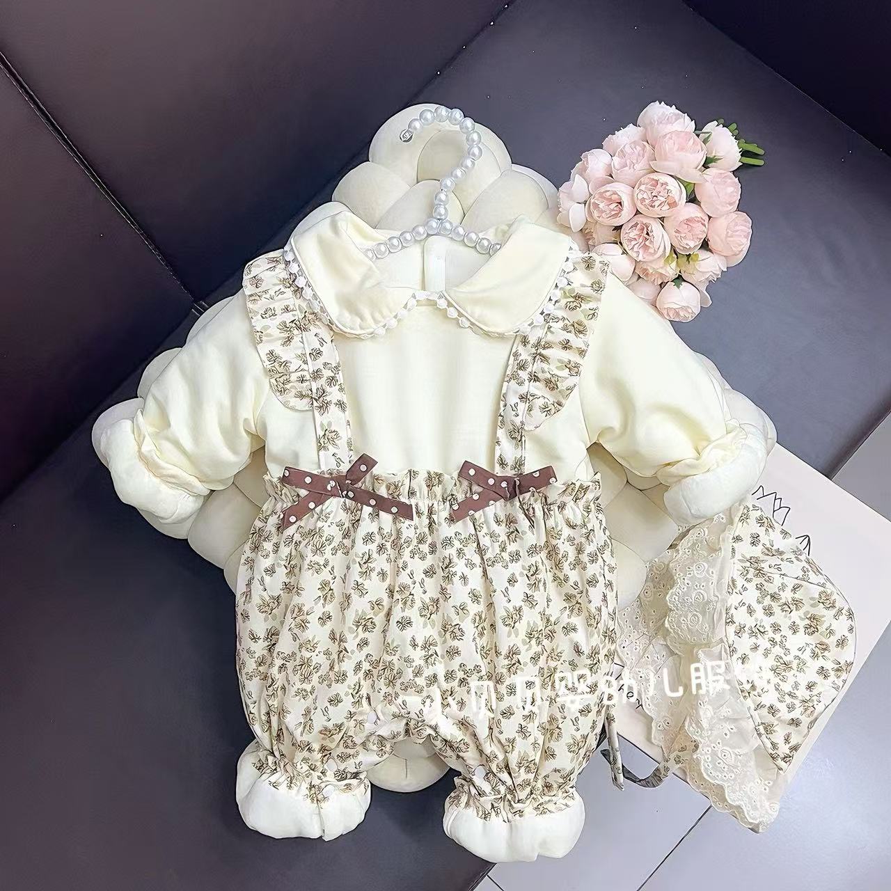 新款婴儿衣服冬装新生女宝宝连体衣满月加绒哈衣抱衣礼服冬季超萌