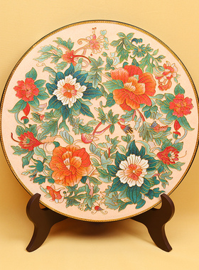 手工景泰蓝掐丝团花桌面碳盘欧式