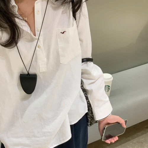 【飞鸟】自留简约文艺范套头棉质衬衫