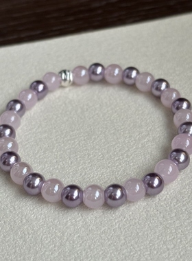 粉紫渐变珍珠水晶手链清冷感