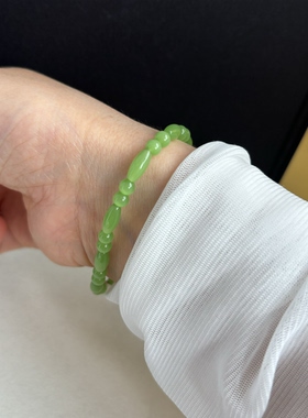 AYOUNG 玉绿色玻璃珠手链 4mm清新青提串珠手串 小众温柔显白百搭