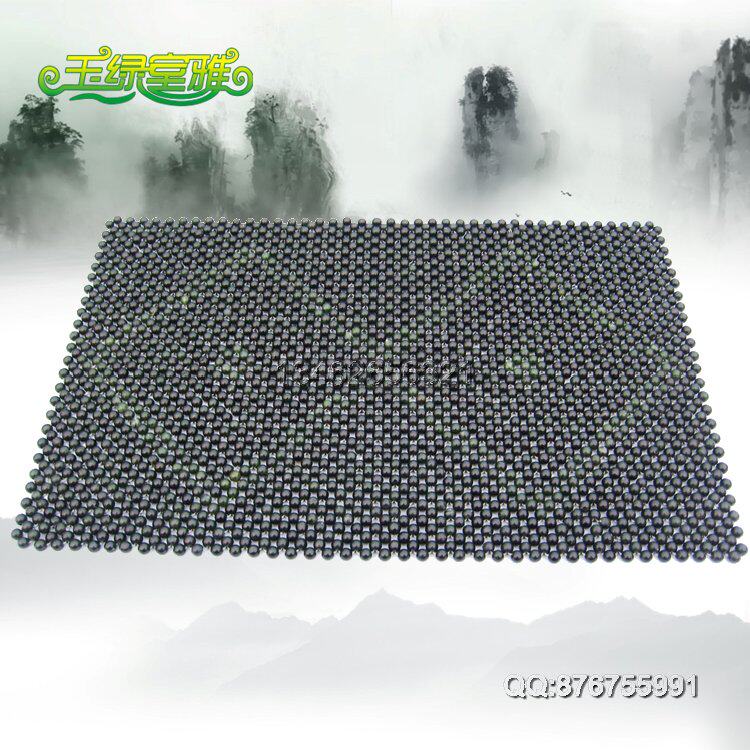 墨绿玉圆珠夏凉枕巾 天然黑绿玉石枕头颈椎 玉枕垫枕帘空心枕套