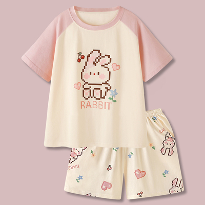 女款夏季凉感纯棉卡通短袖短裤