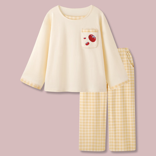 简约甜美风套头睡衣春秋新款纯棉