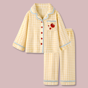 奶酪番茄 法兰绒加厚格纹长袖 2025新款 冬季 家居服套装 睡衣女款