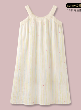 『偷心信笺』氛围感清新纯棉纱布睡衣女款夏薄新款吊带家居服睡裙