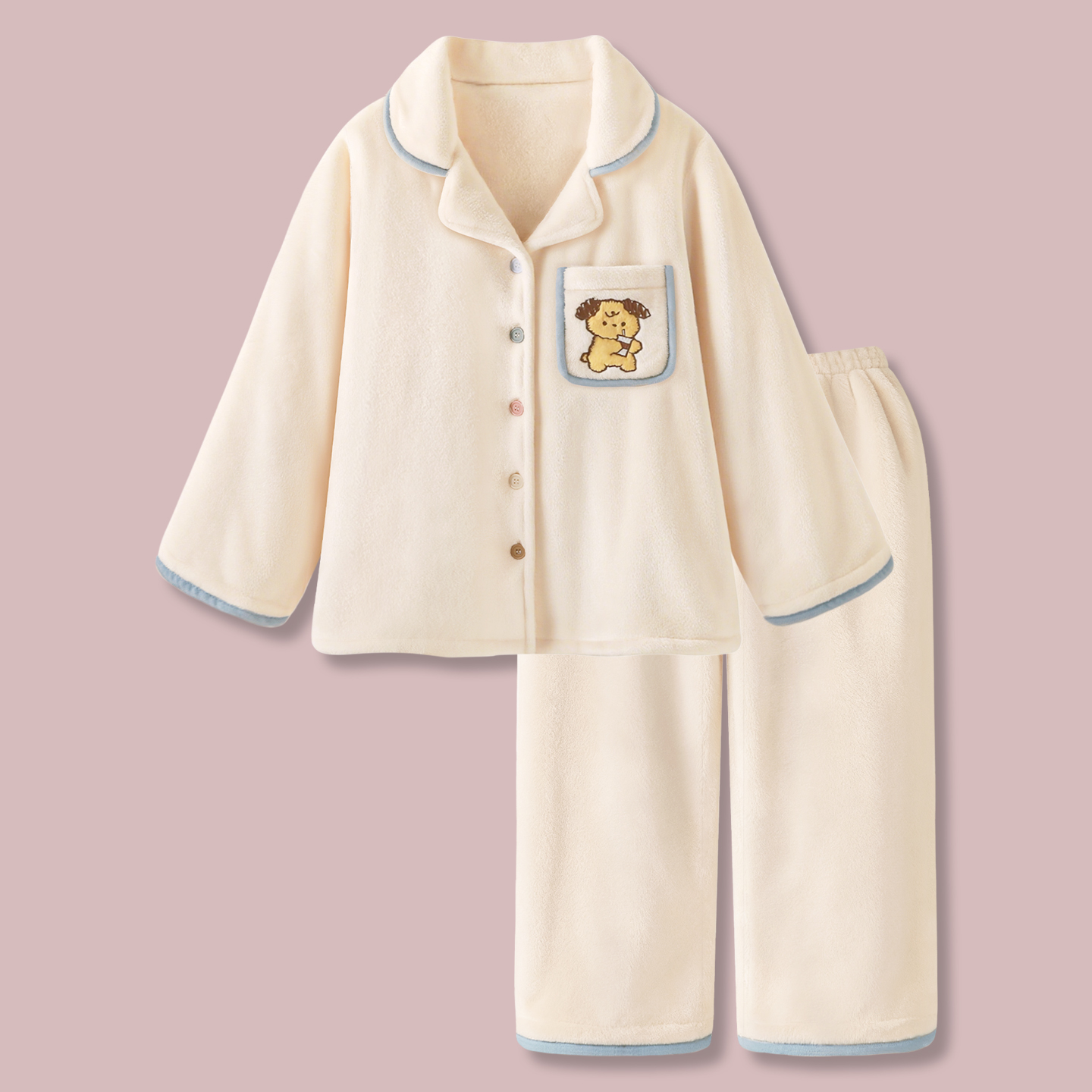 法兰绒长袖家居服套装女款保暖