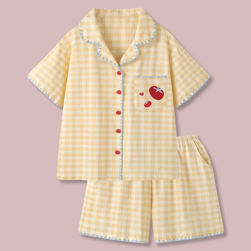 甜美凉感纯棉睡衣女夏天