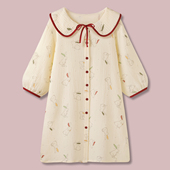 长袖 夏春秋新款 家居服睡裙 新款 「甜心小兔」绝美纯棉纱布睡衣女款