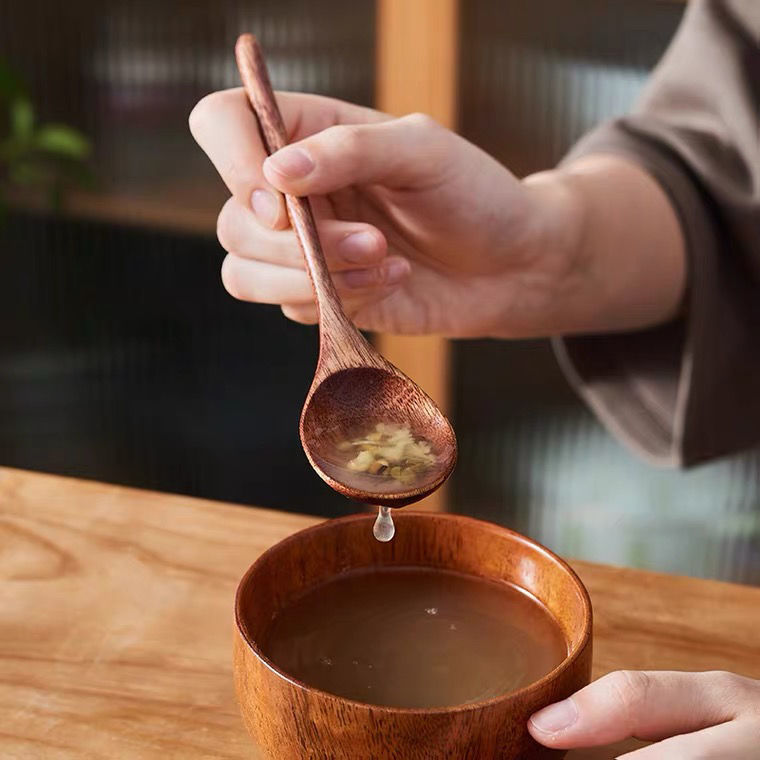 2只装家用木质饭勺吃饭的木勺子圆口小勺子实木整木调羹 餐饮具 调羹/饭勺 原图主图