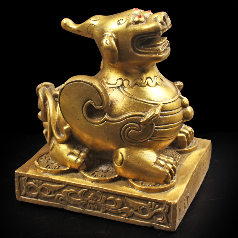 妙如意铜独角兽貔貅摆件客厅