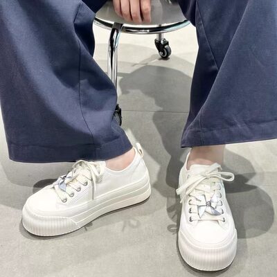 2025新款增高鞋休闲板鞋圆头港风