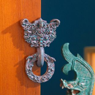 铜华龙吟树脂透雕龙凤纹铜铺首冰箱贴创意河北省战国文创冰箱贴