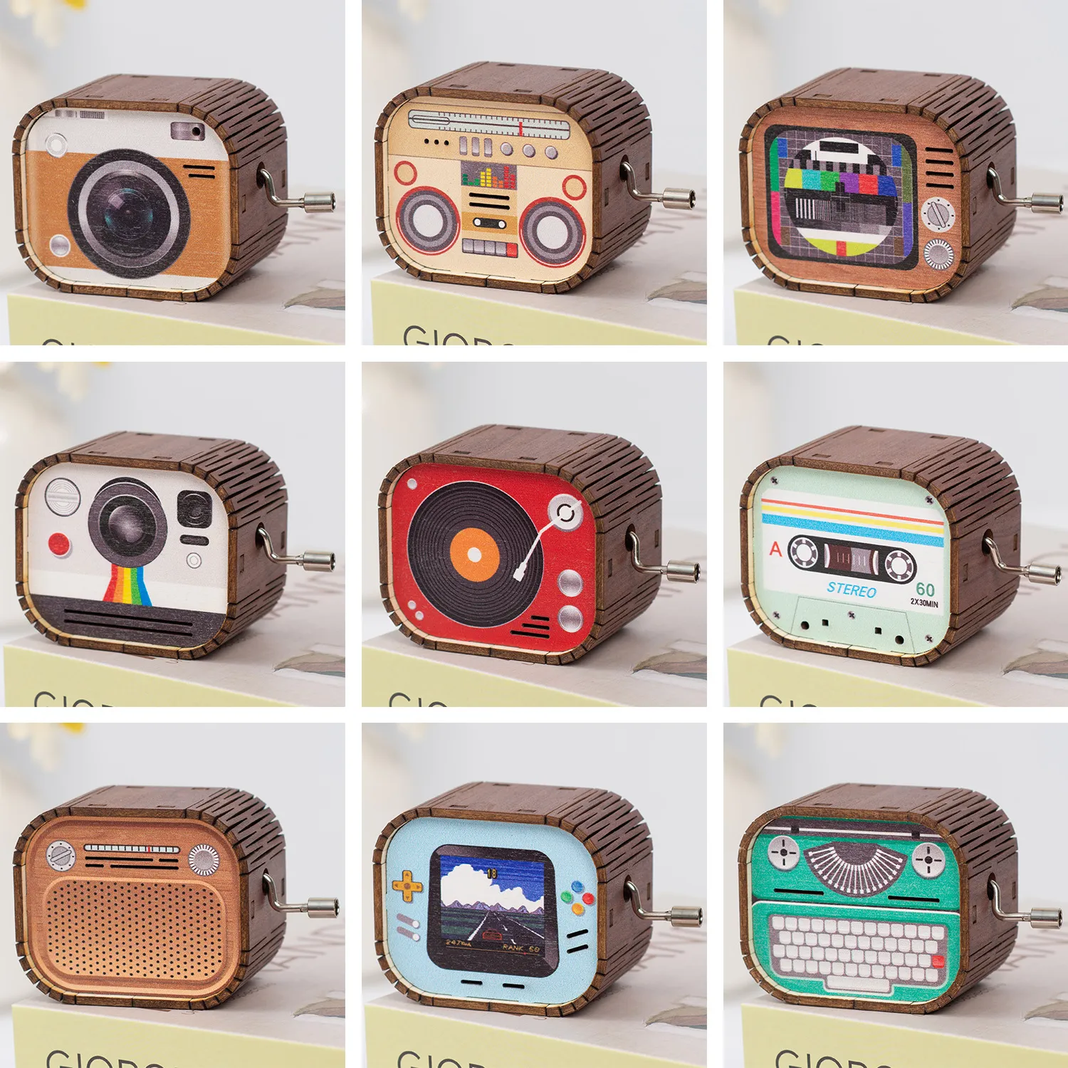 25首复古手摇八音盒木质天空之城音乐盒哈利波特圣诞快乐致爱丽丝