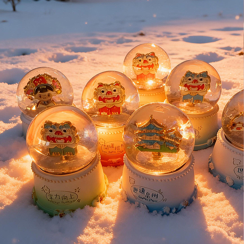 狮三百|魔法狮 新年雪花玻璃水晶球儿童生日礼物女生飘雪摆件,家居饰品,桌面摆件,淘宝优惠券,粉丝福利购,淘宝优惠卷