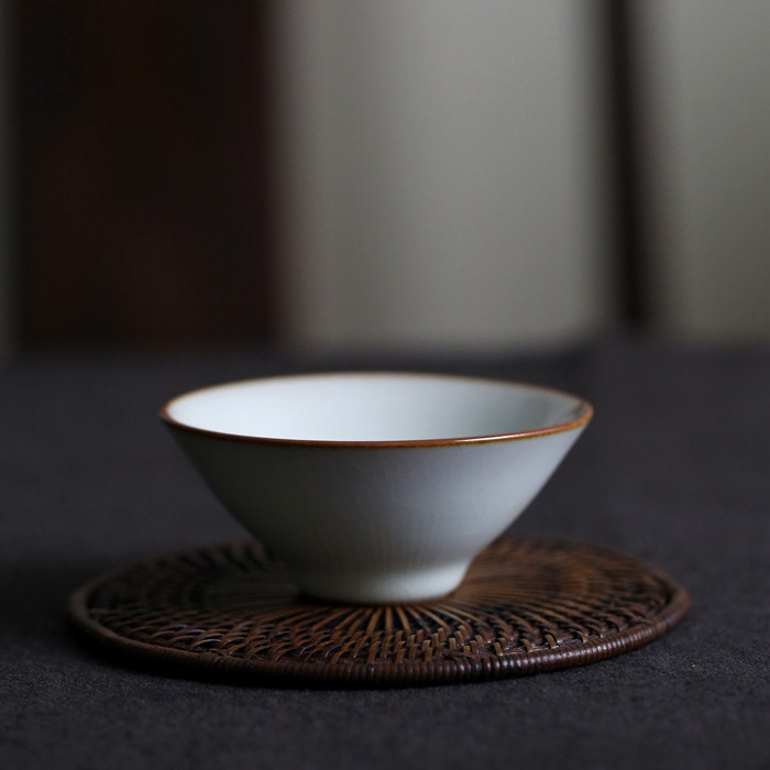天予窑 刘钦莹 听唐系列 樊川居士 早期 开片 斗笠杯 石桥 雪花釉