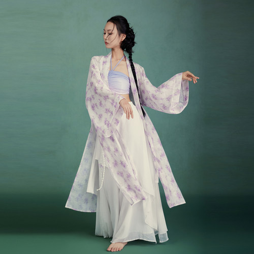 华丽独秀古典舞舞蹈服古风爵士纱衣外披套装仙气飘逸显瘦练功服女