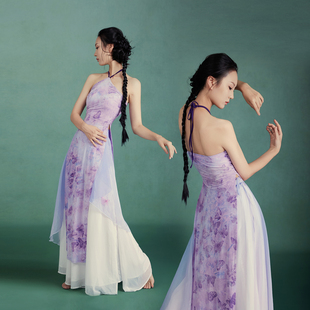 华丽独秀古典舞练功服国风改良旗袍飘逸显瘦古风爵士舞蹈服演出服