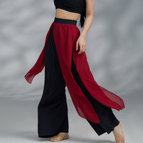 华丽独秀国风爵士舞裙裤飘逸古典舞服装练功裤宽松飘逸显瘦舞蹈裤