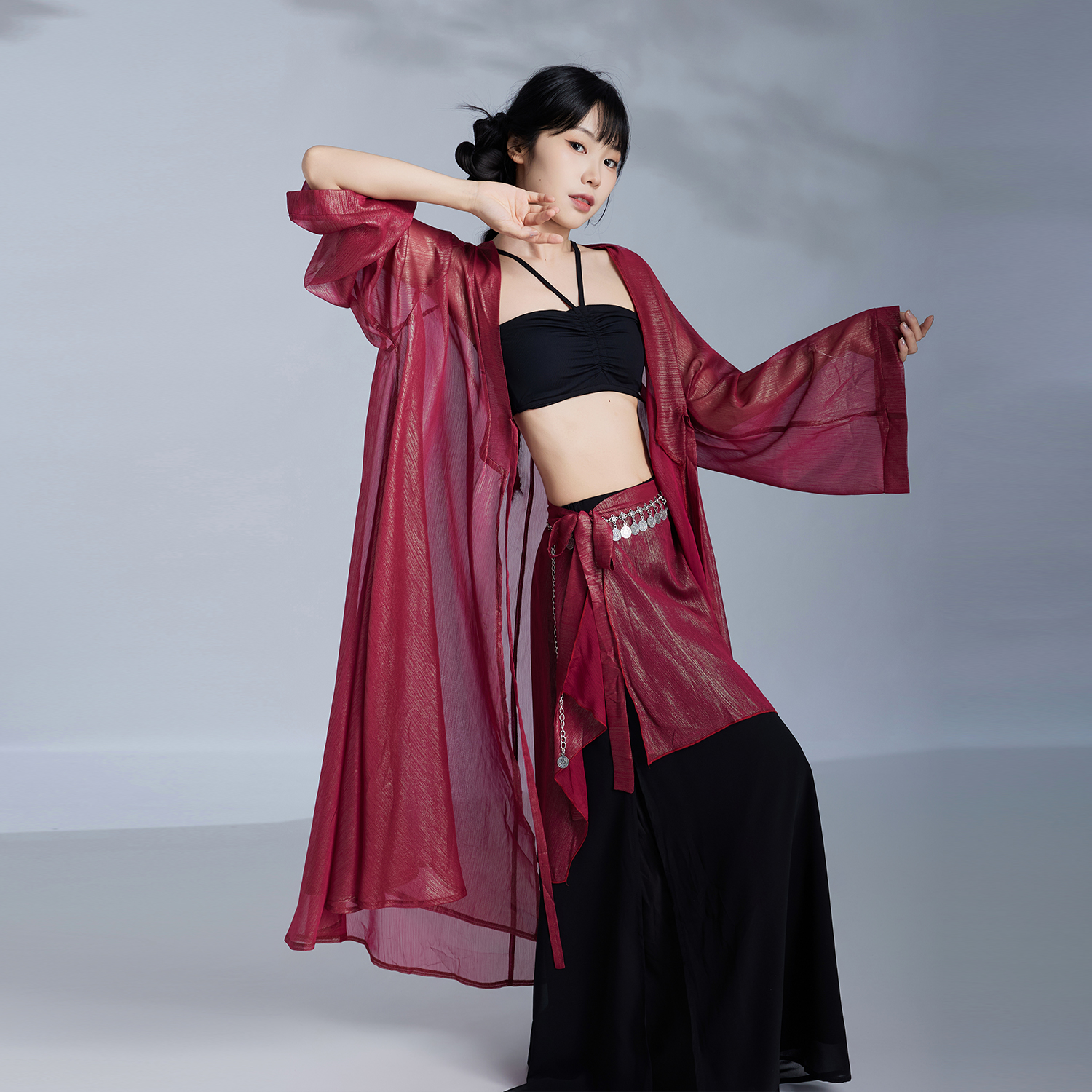 华丽独秀古典舞练功服飘逸显瘦纱衣套装中国风爵士演出服表演服女