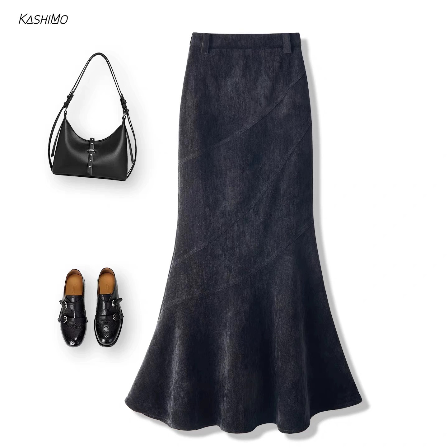 法式复古秋冬半身裙女柔软雪尼尔面料2025新款高腰包臀裙修身显瘦