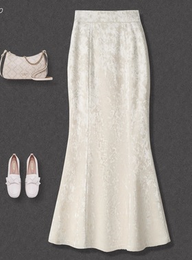 新中式丝绒半身裙女2025新款高腰显瘦a字裙中长款高级感鱼尾裙