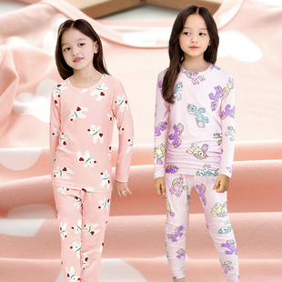 套装 女孩秋衣秋裤 女宝家居服 女童自发热内衣秋冬儿童衬衣衬裤 薄款