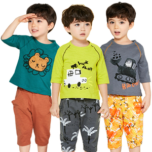韩国儿童空调家居服幼儿园男宝宝纯棉七分袖夏季薄款外穿宽松套装