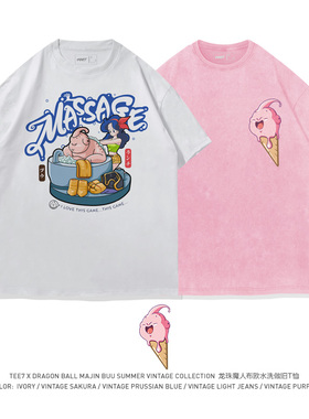 TEE7-日系动漫龙珠魔人布欧冰激凌夏季ins风卡通纯棉宽松情侣T恤