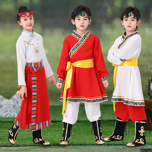 儿童蒙古族服装男童民族服饰草原蒙族袍男生筷子舞白马舞蹈演出服