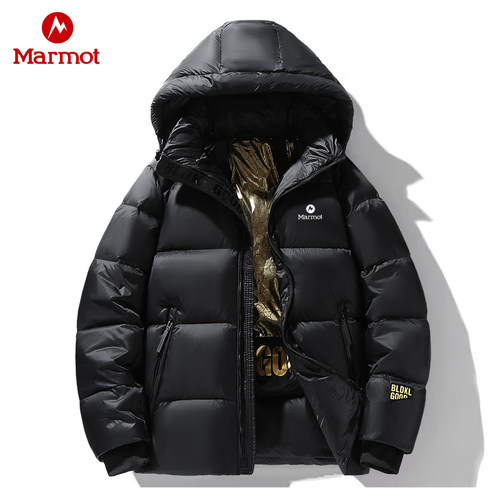 土拨鼠短款黑金羽绒服男女同款