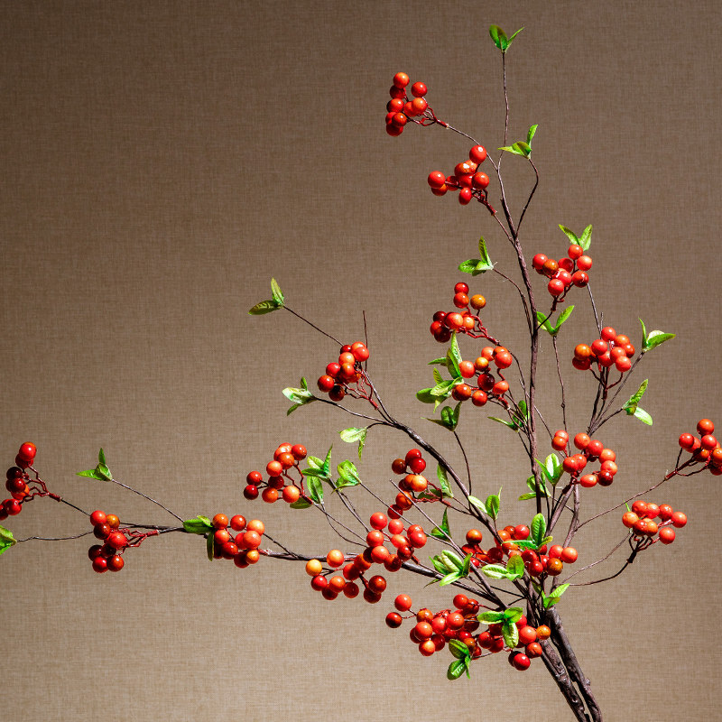 大红发财果仿真花插花装饰干花花束塑料花假花简约家居摆设小清新