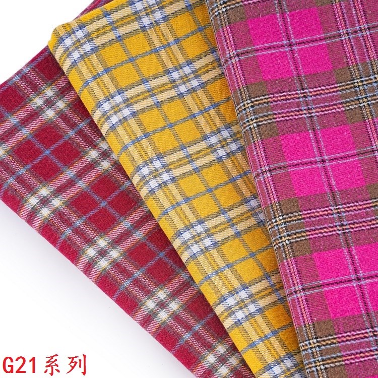 经典TR色织格子布童装连衣裙男女衬衫装饰布帽子鞋子面料现货供应