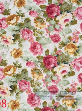 75D*150D中式简约田园风 西瓜皮绿色涤纶布 大花印花布纺织品