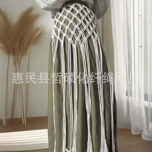 macrame波西米亚半身裙渔网衣bikini cover ups节日手工编织腰饰