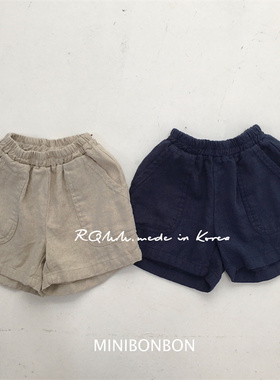 RQMM韩国童装代购 minibonbon24夏款时髦男女童百搭口袋休闲短裤