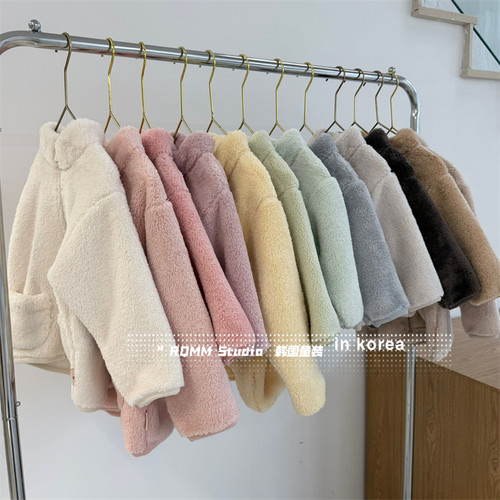 【现货】RQMM韩国童装2025新款马卡龙抓绒保暖拉链毛绒外套亲子装