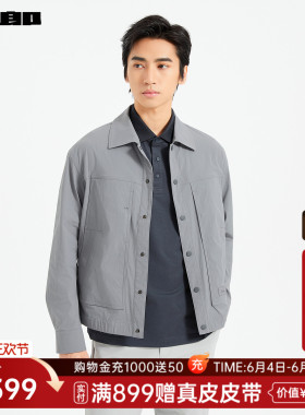【薄款】利郎官方 夹克男士翻领春季新款商务休闲服灰色男装外套