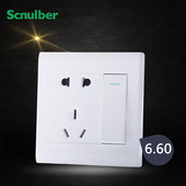 施朗德开关插座面板开关面板墙壁开关一位双控带5眼五孔一开五孔