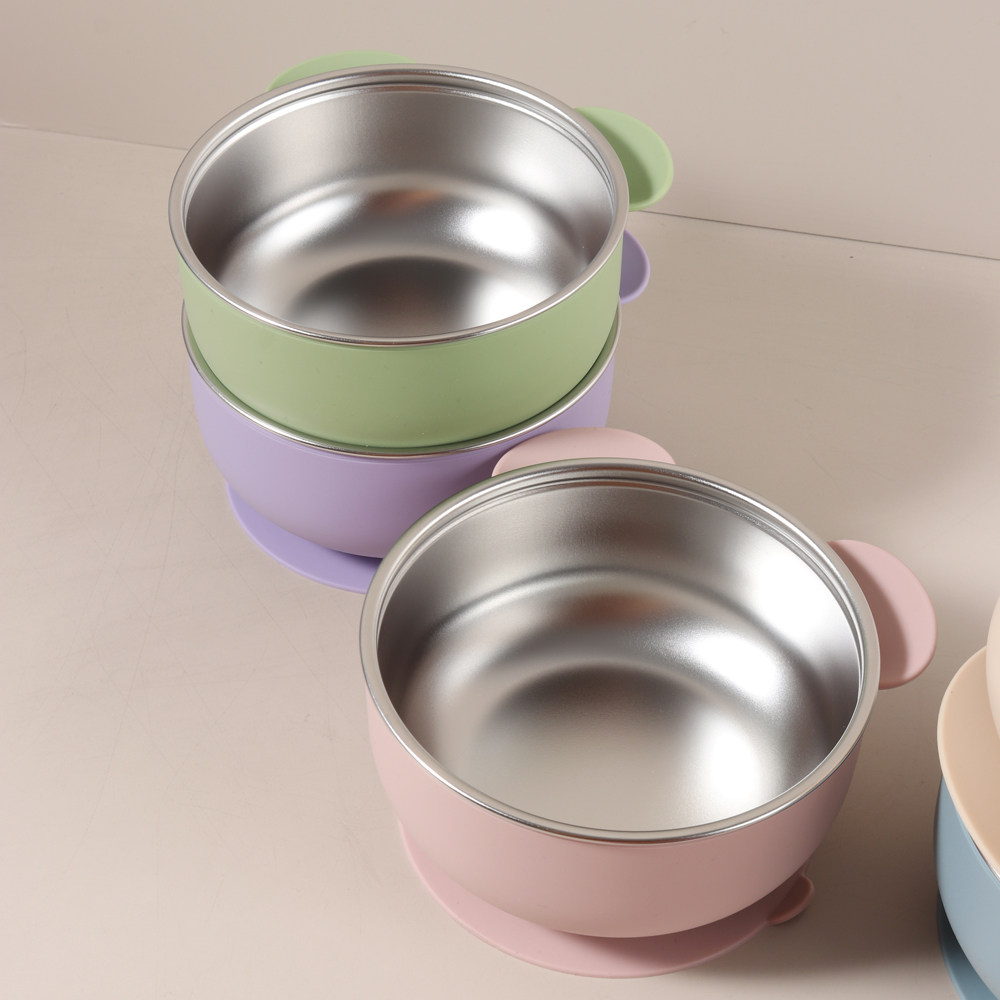 可爱小熊婴儿食品级硅胶不锈钢辅食碗防烫吸盘学食,婴童用品,儿童餐具,淘宝优惠券,粉丝福利购,淘宝优惠卷