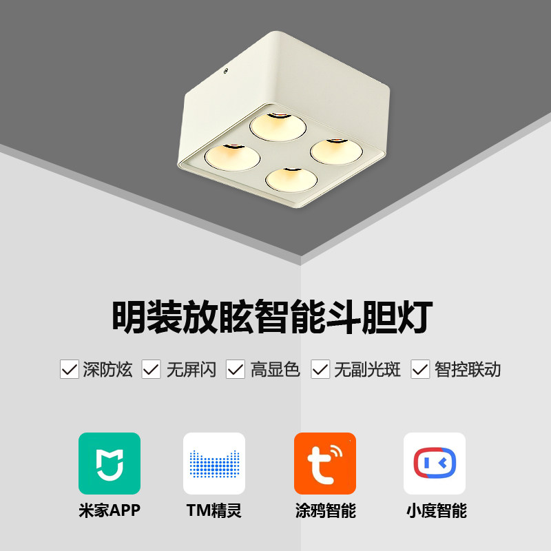 小爱小度涂鸦声控免开孔深防炫全光谱护眼明装智能筒灯射灯斗胆灯,家装灯饰光源,明装射灯,淘宝优惠券,粉丝福利购,淘宝优惠卷