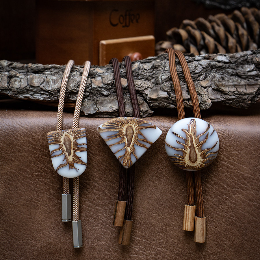 中古衬衫配饰波洛领带复古阿美咔叽项链西装领结皮绳休闲BOLO TIE
