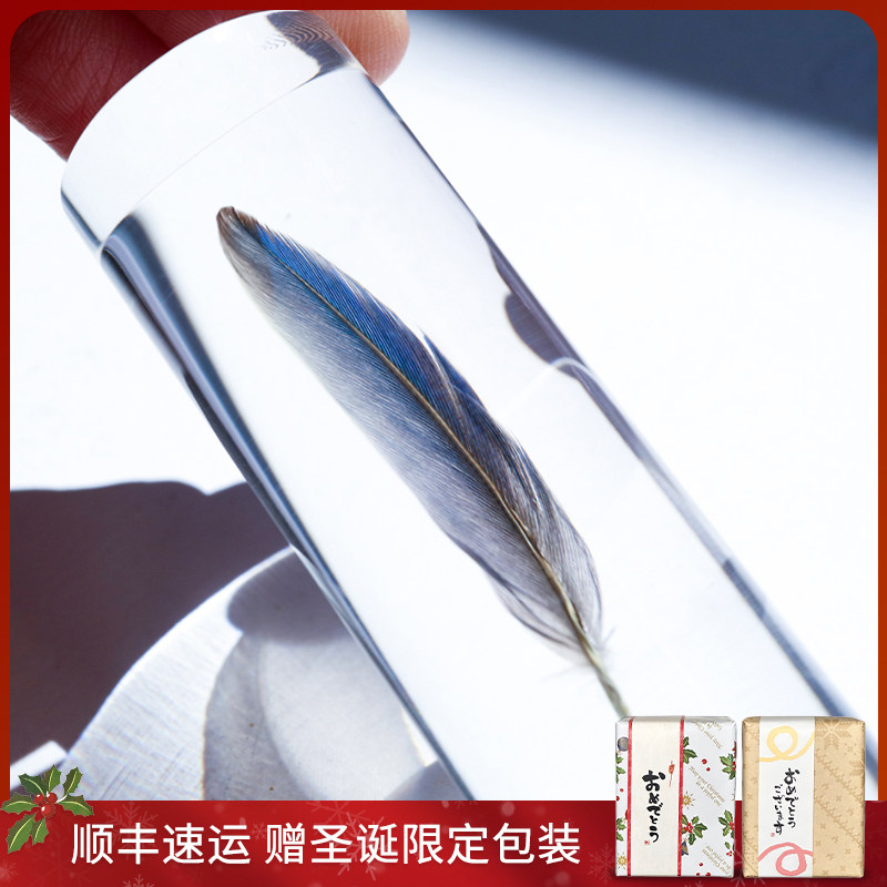 日本原装进口羽毛标本树脂摆件手工高端桌面摆件生日礼物创意礼品