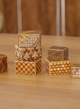 日本进口寄木细工迷你机关盒2寸2.7寸随身秘密箱表白礼物收纳盒