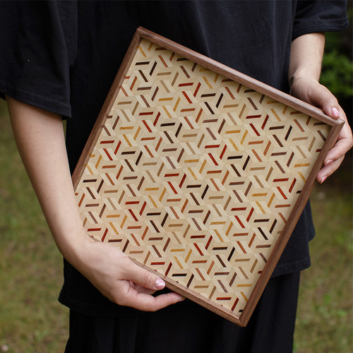 进口天然正方形日式实木茶盘水杯