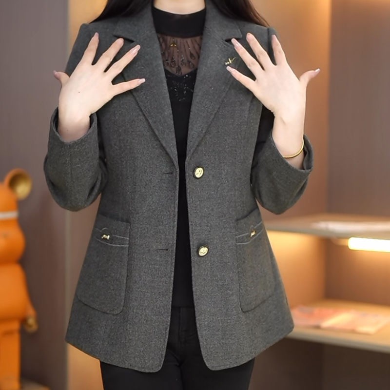 高端春秋中老年女士显瘦小西装2025春装新款时尚气质短款西服外套