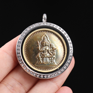 泰国佛牌龙婆禅南四面佛钱袋子纯银壳亚克力壳限量版 项链吊坠挂链