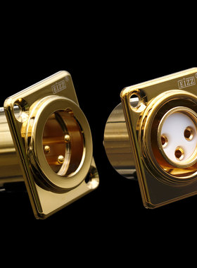 EIZZ紫铜镀金XLR卡侬平衡插座3芯卡侬公母信号座胆机功放话筒插座