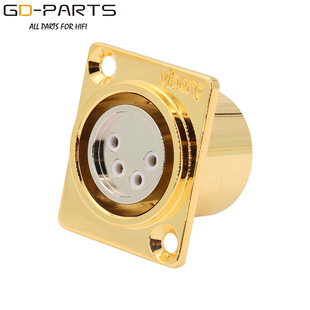 Viborg/维堡XF04G纯紫铜镀金4芯卡侬母座四芯XLR卡农平衡信号插座